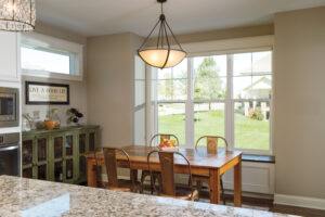 Kitchen with double-hung windows